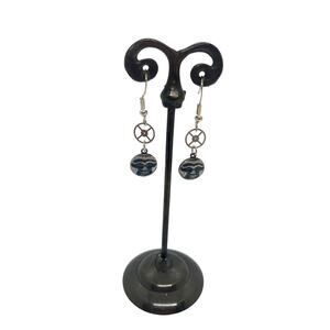 Man in Moon Silver Plate Earrings Watch Gear Part Academia Steampunk French Hook